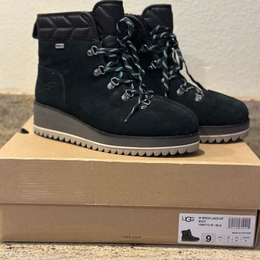 UGG Black Quilted Wedge Boots